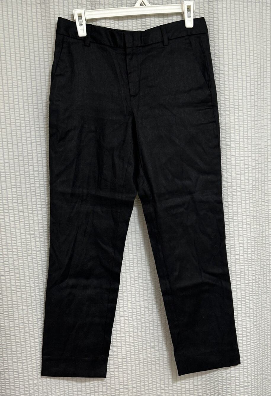 Banana Republic Women’s Avery Linen Blend Ankle Pants Black Slim Fit Sz 4 NWT